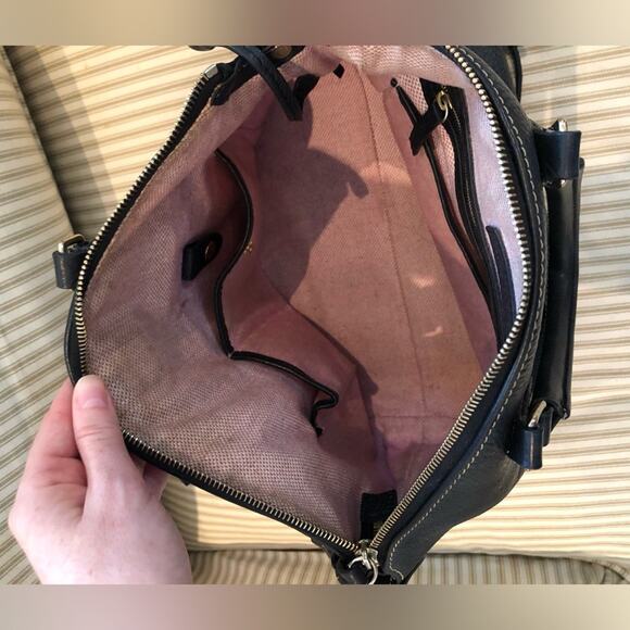 Dooney & Bourke Navy Pebbled Leather Dillen Satchel with Crossbody Strap - Picture 13 of 15